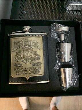 Brand New Jim Beam Flask with Funnel Set